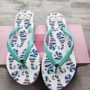 Kate Spade Feldon Flip Flops Seahorse Print Rubber Multicolor Size 9B